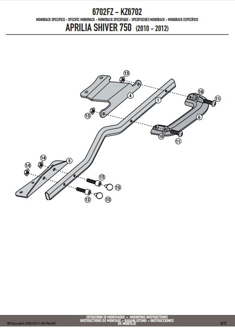 Givi 6702FZ stelaż Monorack Aprilla Shiver 750