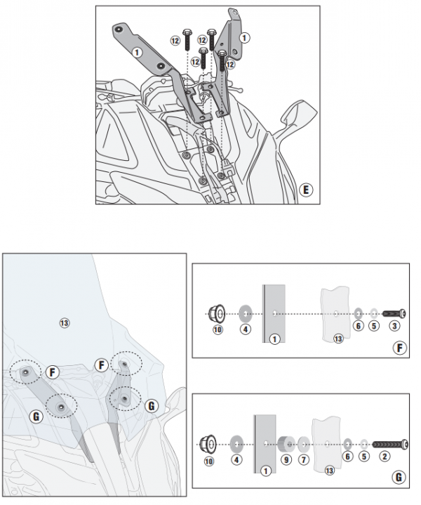 GIVI MOCOWANIE SZYBY D2144ST GID2143KIT