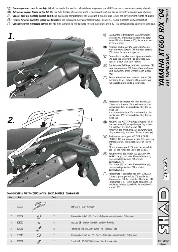 STELAŻ SHAD KSHY0XT64ST YAMAHA XT660 R - 04/16