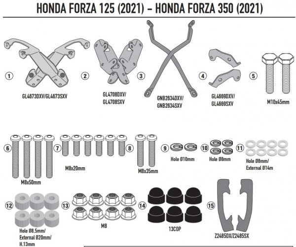 GIVI STELAŻ KUFRA CENTRALNEGO HONDA FORZA 125 /300