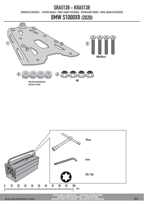 GIVI SRA5138STELAŻ KUFRA CENTRALNEGO Z ALUMINIOWĄ PŁYTĄ MONOKEY BMW S