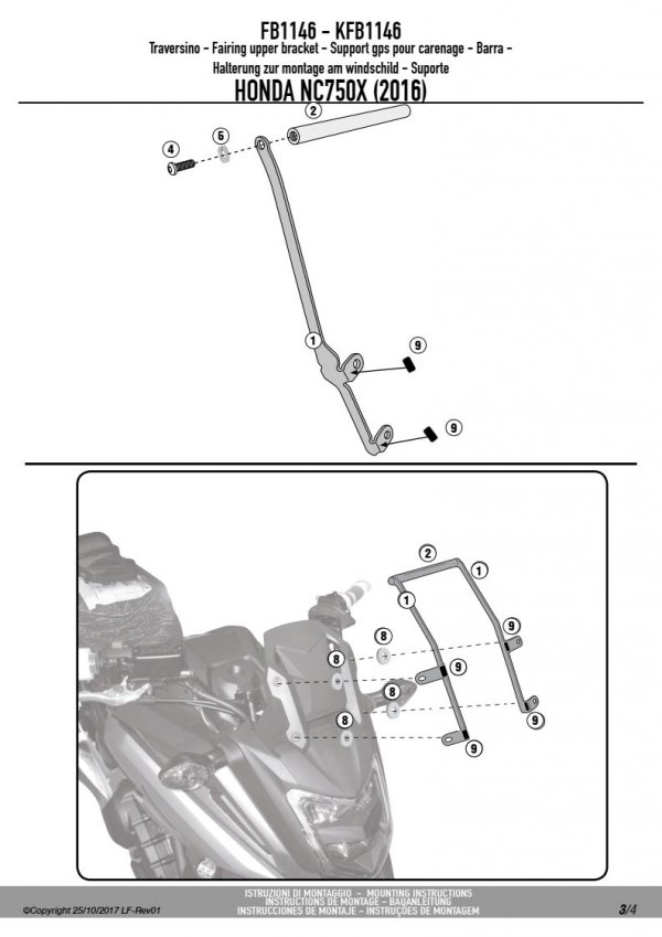 KAPPA KFB1146 POPRZECZKA DO TOREB I MOCOWAŻ GPS HONDA