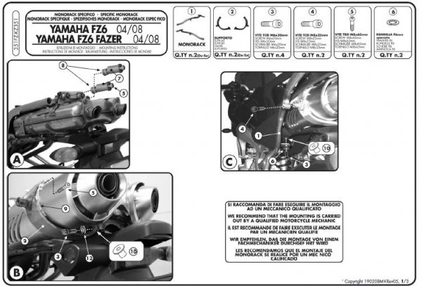 Stelaż Kappa KZ351 Yamaha FZ6 S2 / 600 Fazer 07-10