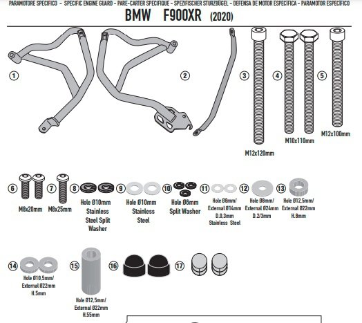 KAPPA GMOLE OSŁONY SILNIKA BMW F 900XR CZARNE