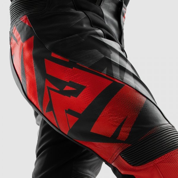 REBELHORN SPODNIE SKÓRZANE INFERNO BLACK/FLUO RED