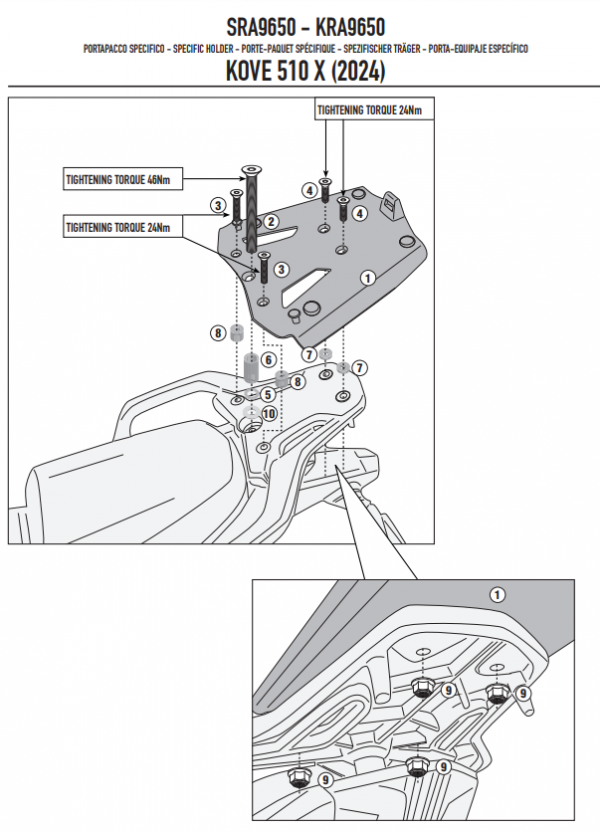 GIVI STELAŻ KUFRA CENTRAL SPECIFIC RACK KOVE 510X