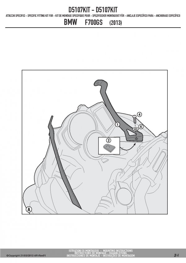 KAPPA D5107KIT MOCOWANIE SZYBY 5107DT DO BMW F700GS (13-14)