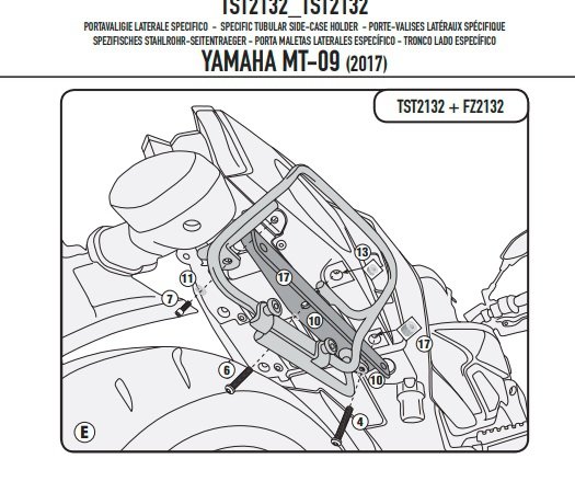 GIVI STELAŻ SAKW BOCZNYCH ST604  YAMAHA MT-09 (17