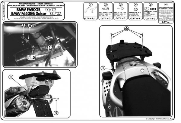 Stelaż centralny Givi 639F do BMW F650 GS 00-03