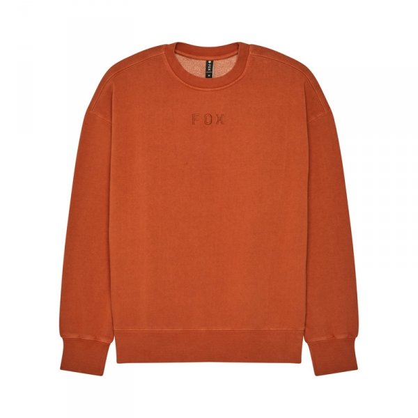 FOX BLUZA  WORDMARK OVERSIZED FLEECE CREW COGNAC
