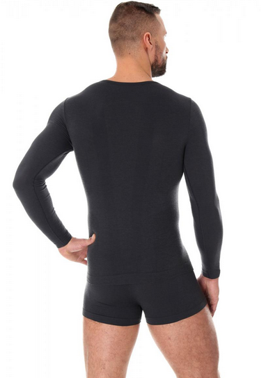Brubeck LS11600 Koszulka męska z długim rękawem COMFORT WOOL grafitowy