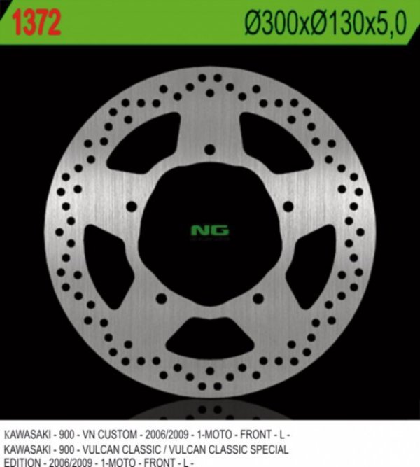 NG1372 TARCZA HAMULCOWA KAWASAKI VN 900 CLASSIC/CUSTOM (06-09) (300X130X5MM) 5 OTWORÓW O ŚR.10,5