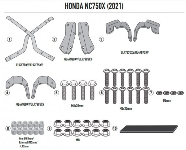 GIVI STELAŻ KUFRA CENTRALNEGO BEZ PŁYTY HONDA NC 7