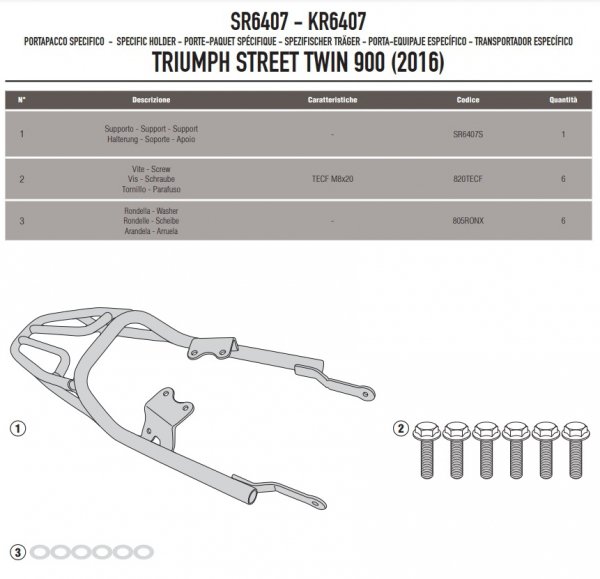 GIVI STELAŻ KUFRA CENTRALNEGO TRIUMPH STREER TWIN