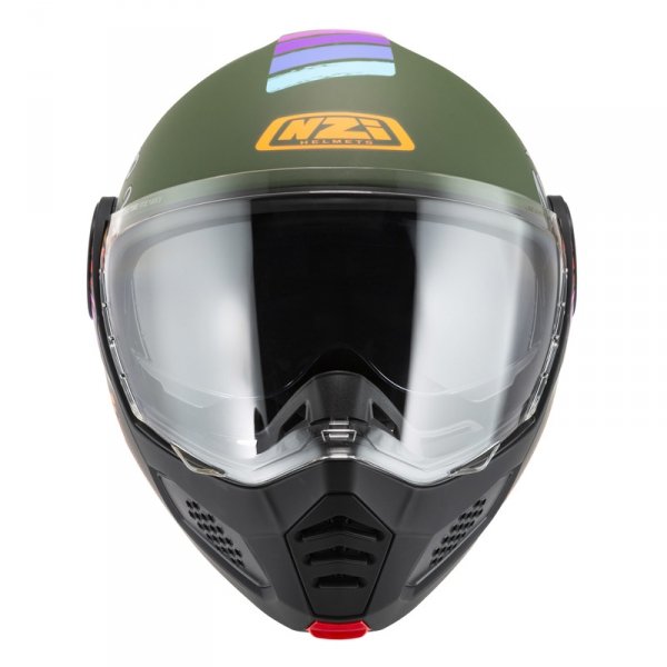 Kask Motocyklowy Nzi Minimod Duo Rainbow Greenblack Silver Matt