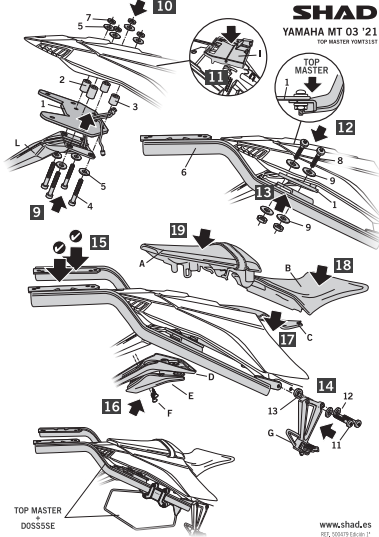 SHAD STELAŻ KUFRA TYŁ  DO YAMAHA MT 03 KSHY0MT31ST