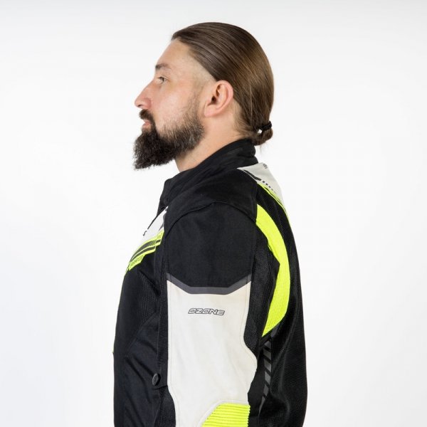 OZONE KURTKA TEKSTYLNA FLOW BLACK/GREY/FLUO YELLOW