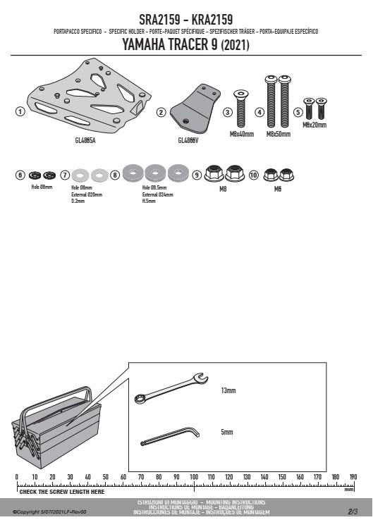 GIVI SRA2159 STELAŻ KUFRA CENTRALNEGO Z ALUMINIOWĄ PŁYTĄ MONOKEY YAMAHA