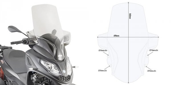 GIVI D5614ST SZYBA PRZEŻROCZYSTA 84 x 69 PIAGGIO