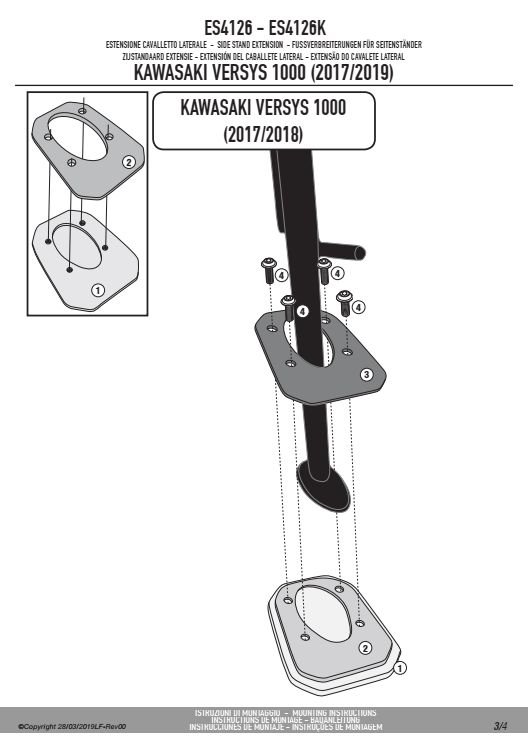 GIVI ES4126 POSZERZENIE DODATKOWE STOPKI KAWASAKI