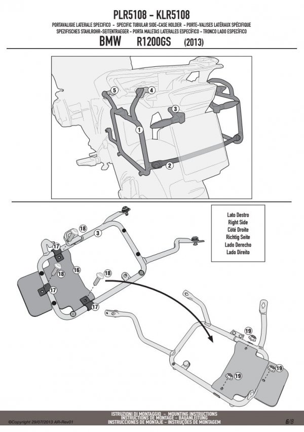 GIVI PLR5108 MOCOWANIE BOCZNE BMW R1200 GS (13-14)