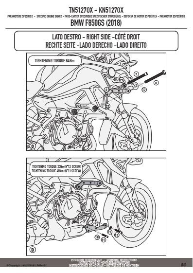 KAPPA KN5127OX GMOLE OSŁONY SILNIKA BMW F 750GS STAL