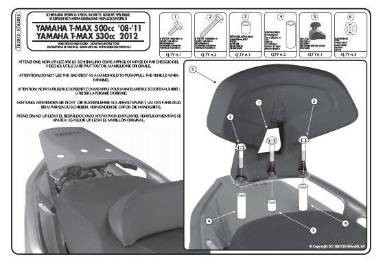 GIVI TB2013 OPARCIE PASAŻERA YAMAHA T-MAX 500/530