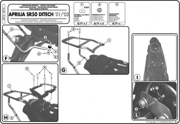 GIVI SR78 stelaż kufra centralnego SR 50 Ditech