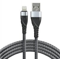 Kabel przewód pleciony USB - Lightning / iPhone everActive CBB-1IG 100cm z obsługą szybkiego ładowania do 2,4A szary 