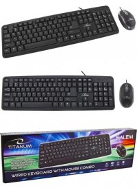 Zestaw przewodowy klawiatura + mysz Titanum SALEM USB czarny - OTW OPAK 