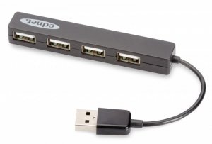 Hub USB Ednet 4xUSB 2.0 Mini, pasywny, czarny
