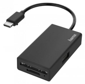 Hub USB 2.0  Hama USB-C 1x USB-A + czytnik kart SD/MicroSD czarny