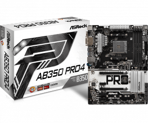 ASRock AB350 Pro4, AM4, DDR4 2667, 6 SATA3, 8 USB 3.0, HDMI, DVI-D, D-Sub