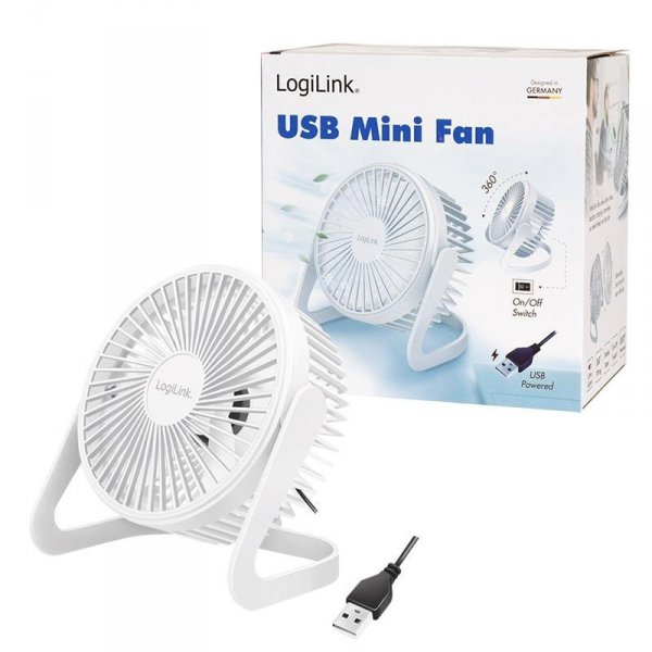 Wentylator USB LogiLink UA0402 biurkowy, 12,7 cm, 30 dB, biały