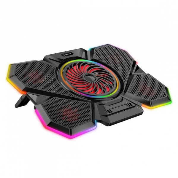 Podstawka chłodząca Rampage S47 pod laptop 12-17" COOLFLOW RGB regulowana czarna