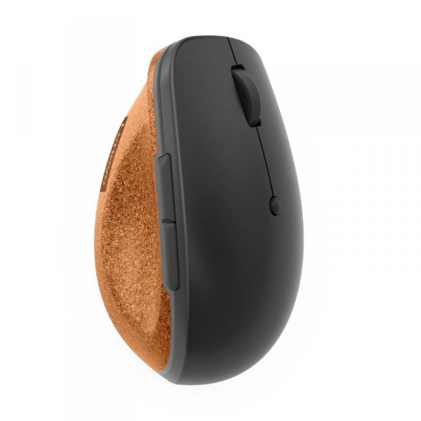 Mysz bezprzewodowa Lenovo Go Wireless Vertical Mouse optyczna szara z naturalnym korkiem