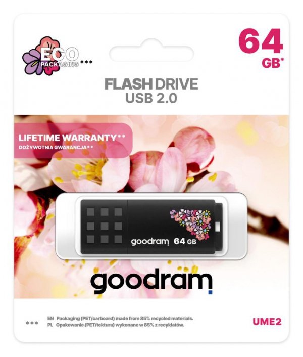 Pendrive GOODRAM 64GB UME2-SPRING BLACK USB 2.0