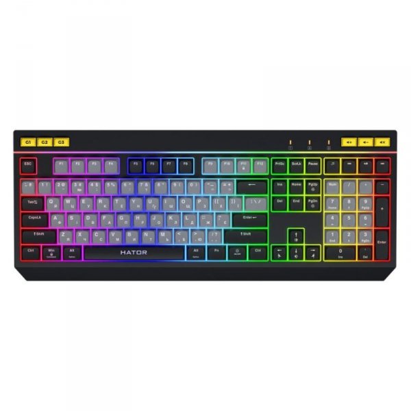 Klawiatura przewodowa Hator ICEFALL HTK401US podświetlana gaming programowalna czarno-szara