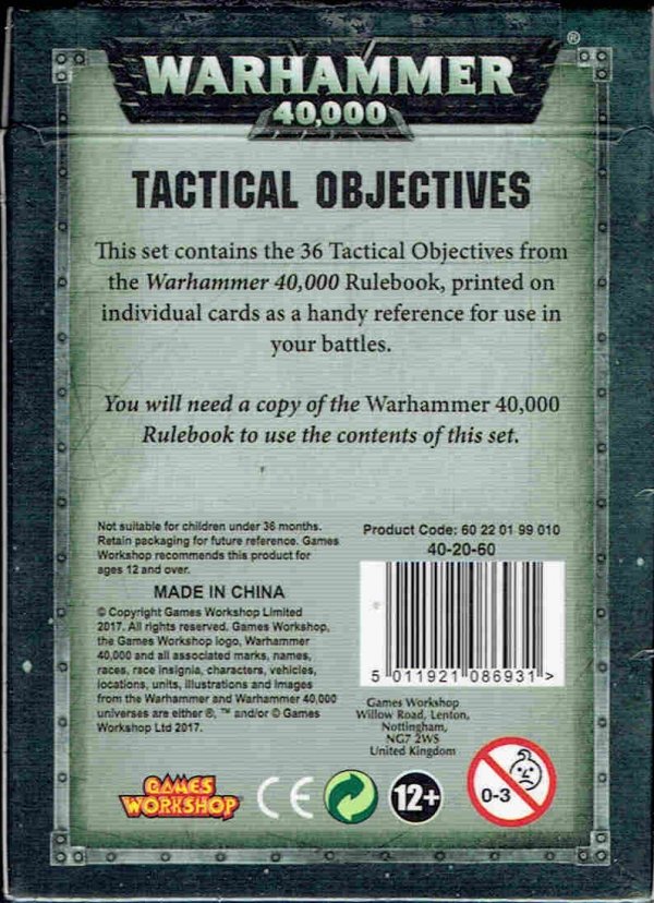 Warhammer 40000(8th) TACTICAL OBJECTIVE CARDS (ENG) tył