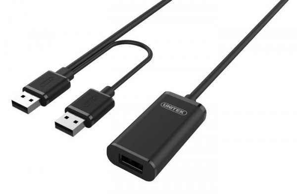 Przedłużacz USB 2.0 Unitek Y-278 AM-AF, 10m,  z dodatkowym zasilaniem