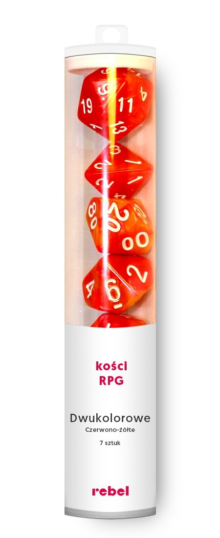 7 kości.2kolor Czerwono-żółte.REBEL