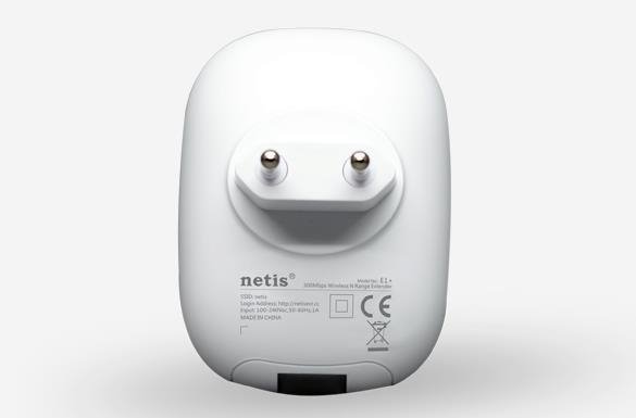 Netis WIFI Repeater mini, B/G/N300 z gniazdem RJ-45, do gniazdka 230V, biały