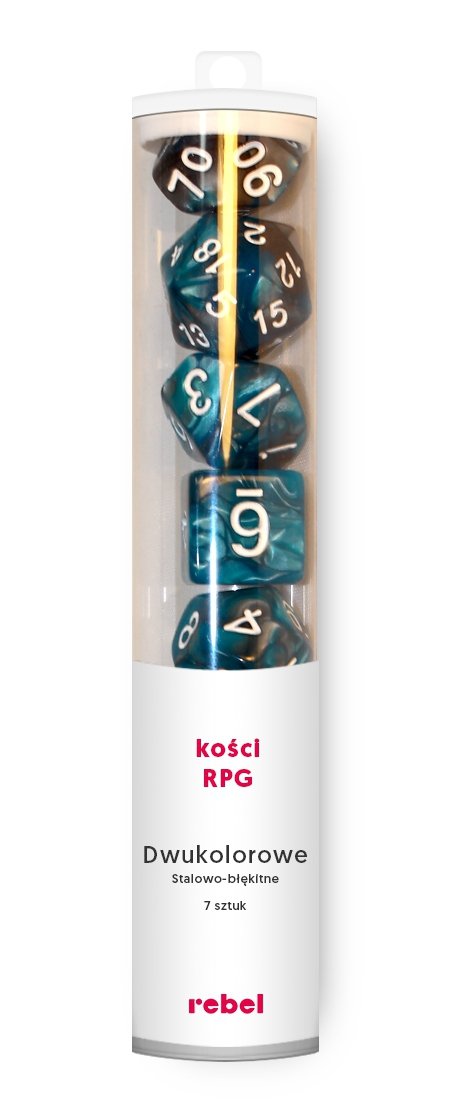 7 kości.2kolor Stalowo-błękitne.REBEL