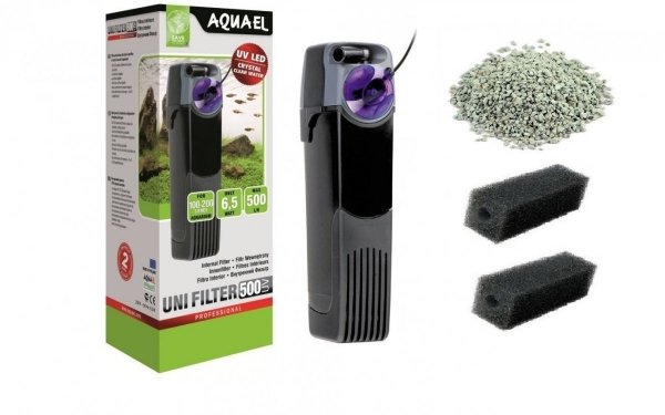 Aquael Filtr Wewnętrzny Unifilter UV 500 do 200L 3xGąbka, Zeolit
