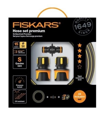 FISKARS zestaw z wężem ogrodowym premium, 9 mm (3/8”), 15 m q4 1027101