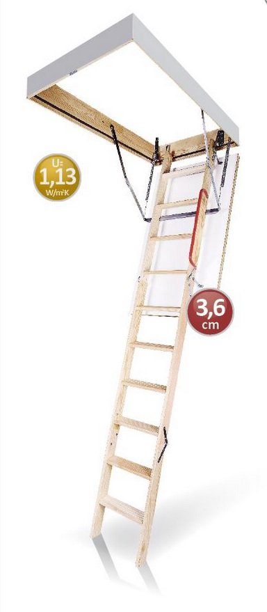 Ocieplone SCHODY STRYCHOWE Kronmat Optistep 60X120/280 OLE + Drążek + Poręcz