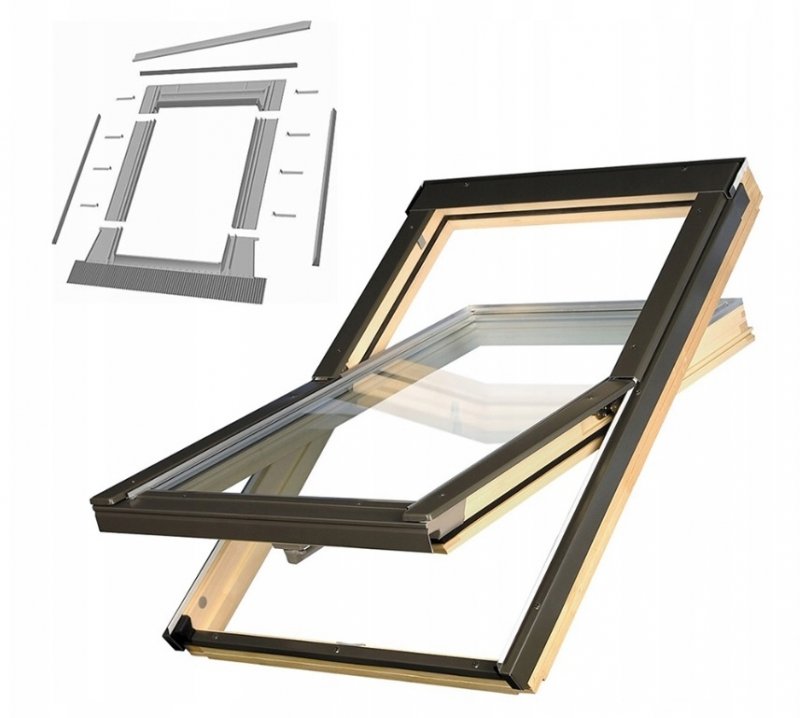 OKNO DACHOWE OPTILIGHT 78x118 VB NAWIEWNIK + KOŁNIERZ DO POKRYĆ PŁASKICH