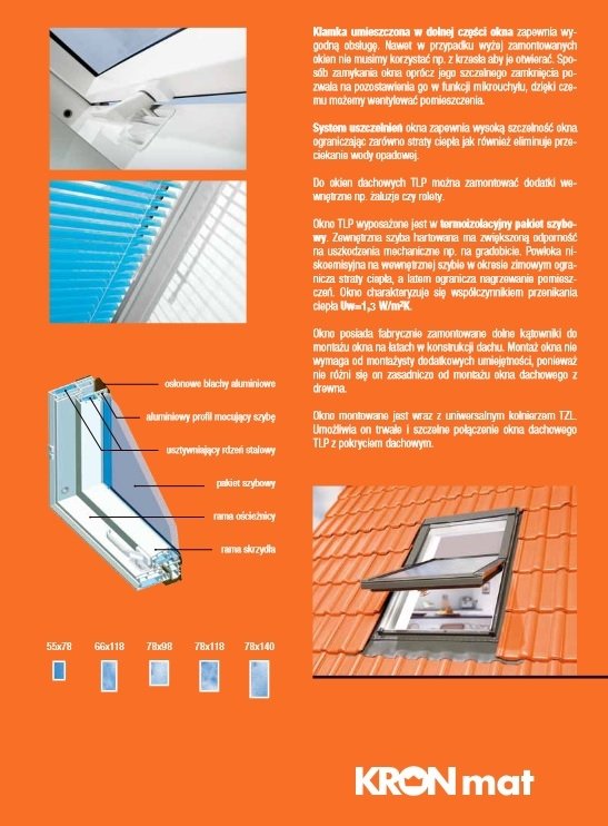 ZESTAW KRONMAT grupa FAKRO okno dachowe łazienkowe PVC 55x78 TLP + kołnierz