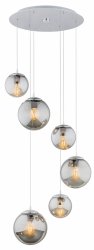 LAMPA WISZĄCA CHROM NA KOLE KULE SZKLANE GRAFITOWE DO SALONU NA ANTRESOLĘ ARGON OPTICA 2529