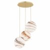 LAMPA WISZĄCA ZŁOTA NA KOLE MOSIĄDZ SZCZOTKOWANY KLOSZE KULE SZKLANE ALA MARMUR W STYLU GLAMOUR DO SALONU SYPIALNI KUCHNI JADALNI ARGON ARUBA 6299